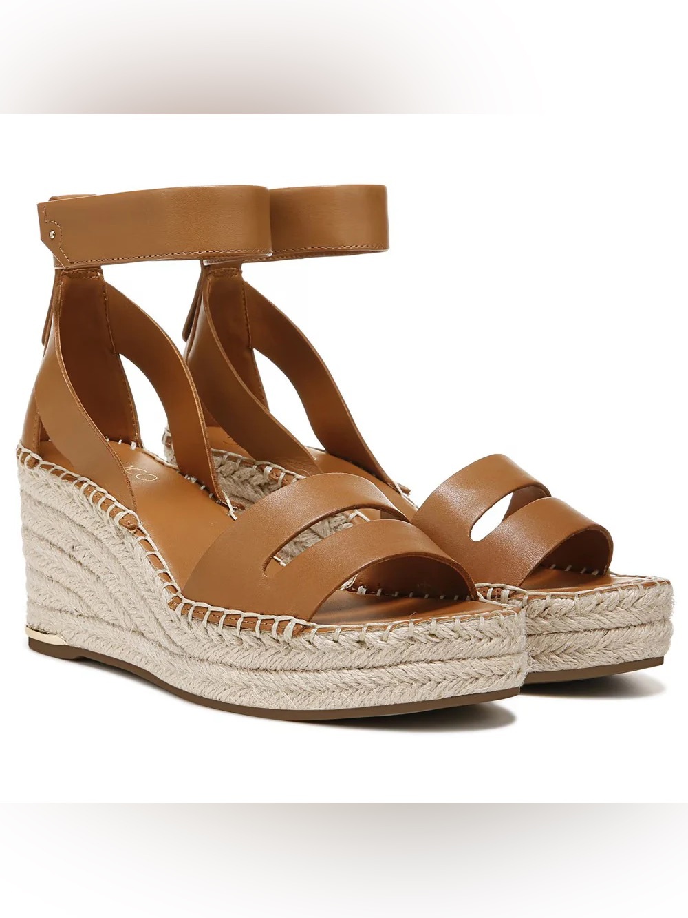Franco Sarto Tan Leather Espadrille Wedge Sandals NWOT